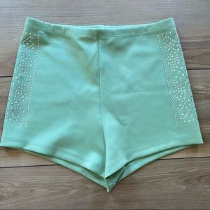 Mint Green Bedazzled Forever 21 bodycon shorts - size M